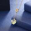 S925 Sterling Silver Heart-Shaped Crystal Pendant Necklace in Gold/Gold-Plated