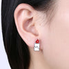 Christmas Oil Dripping Santa Claus Candle Earring Plated with Platinum