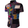 New Men's Short Sleeves Printed Patchwork Shirts