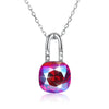 Sterling Silver Lock Crystal Pendant Necklace in Colour/Platinum Plated