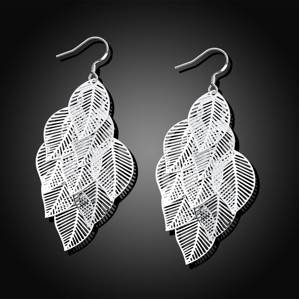 Hanging Light Leaf Earrings Leaf Modeling Silver Earrings