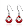 Another Silver Christmas Theme - Red Santa'S Drop Earrings