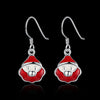 Another Silver Christmas Theme - Red Santa'S Drop Earrings