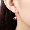 Another Silver Christmas Theme - Red Santa'S Drop Earrings