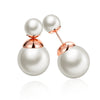 Fashion K Gold  Round Pearl White Rose Gold Lady Earrings