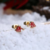 Christmas Oil Dripping Christmas Cap Earring Plated with Gold