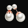Fashion K Gold  Round Pearl White Rose Gold Lady Earrings