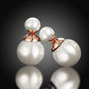 Fashion K Gold  Round Pearl White Rose Gold Lady Earrings