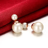 Fashion K Gold  Round Pearl White Rose Gold Lady Earrings