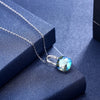 Crystal Pendant Necklace with Sterling Silver Lock Blue/platinum Plated