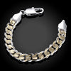 Colored Side Shrimp Clasp Bracelet - Men'S Geometric Silver Chain Bracelet