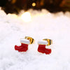 Christmas Oil Dripping Christmas Socks Earrings Plated with Gold