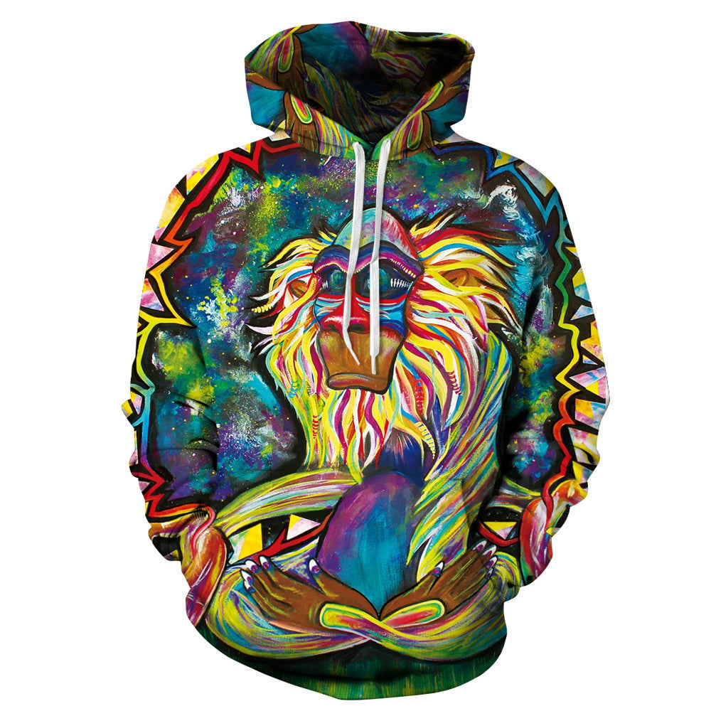 Sweatshirt Men Hoodies Digital Print Colorful Monkey Hoody Tracksuits Tops