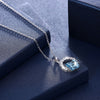 Sterling Silver Butterfly Romantic Round Pendant Necklace Blue/Platinum Plated
