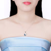 Sterling Silver Butterfly Romantic Round Pendant Necklace Blue/Platinum Plated