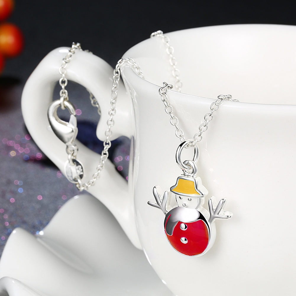 Another Silver Christmas Theme - Red Snowman Necklace