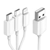 20cm USB 2.0 High Speed to Type-C / 8 Pin / Micro USB 3 in 1 Charging Cable