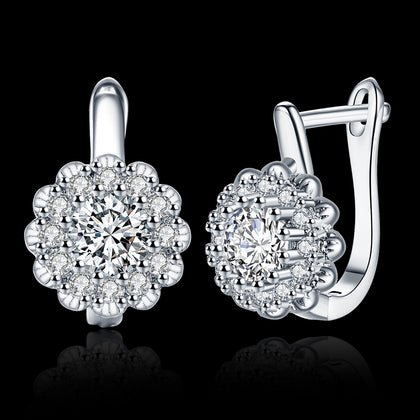 Zircon Earring with Floral Diamond-Encrusted Romantic Wind Earring Clip