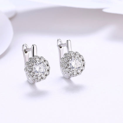 Zircon Earring with Floral Diamond-Encrusted Romantic Wind Earring Clip