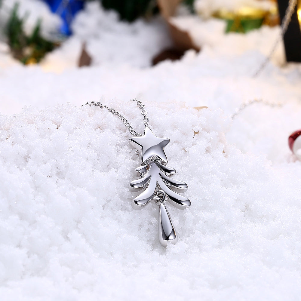 Christmas Tree Necklace Platinum Plated