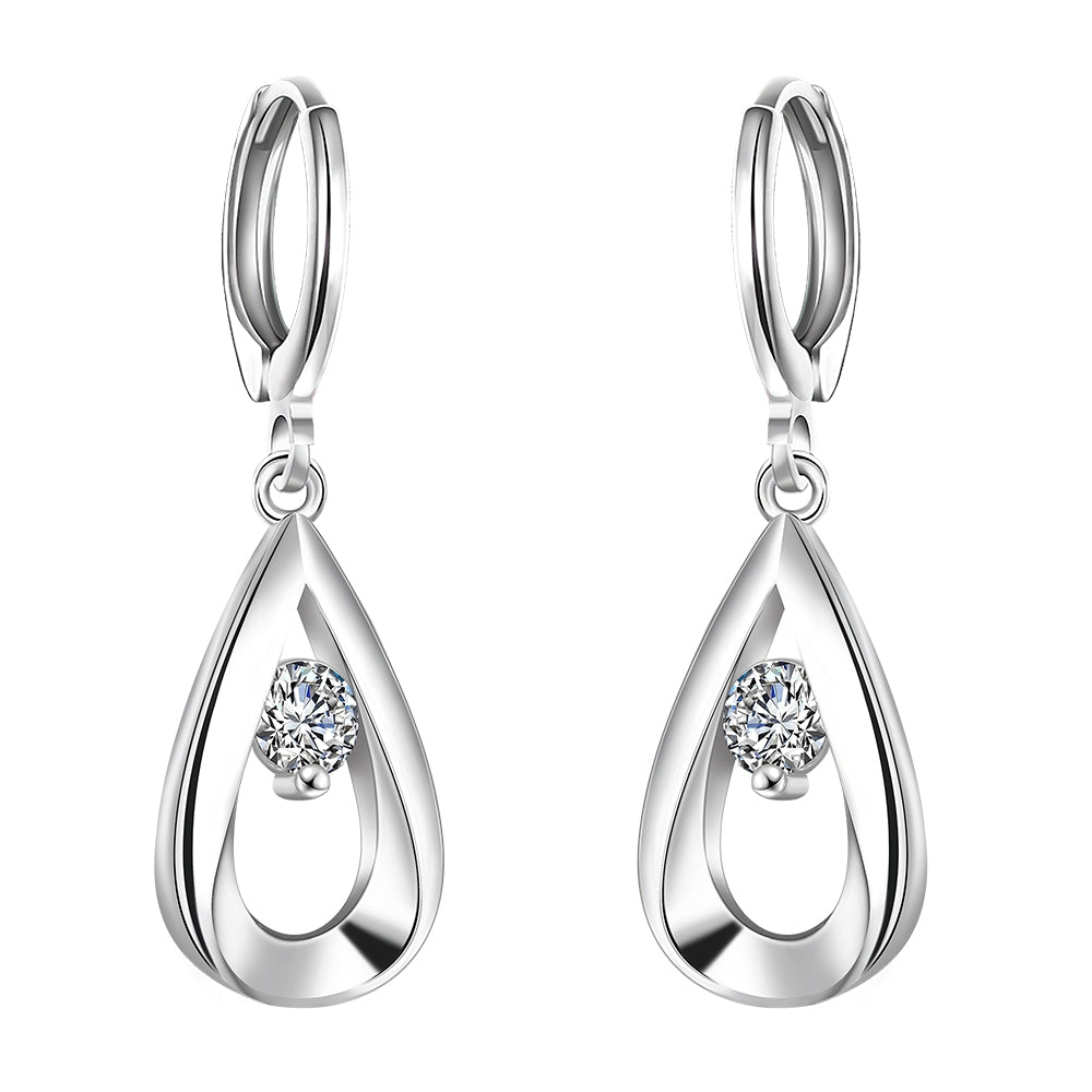 European and American New Style Fashion Simple Water Zircon Silver Earrings