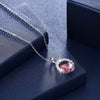 Butterfly Romantic Round Pendant Necklace Pink/Platinum Plated