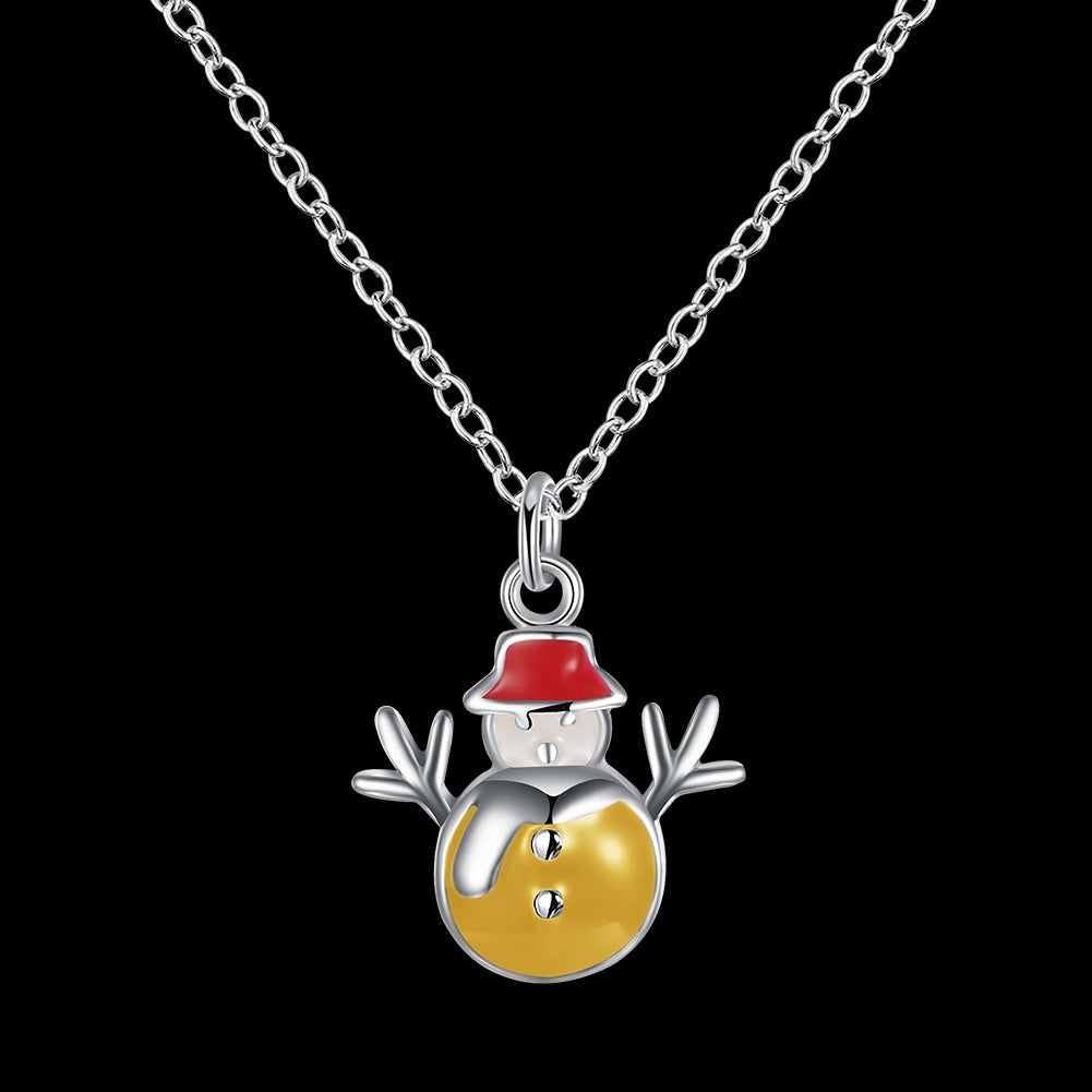 Another Silver Christmas Theme - Yellow Snowman Necklace