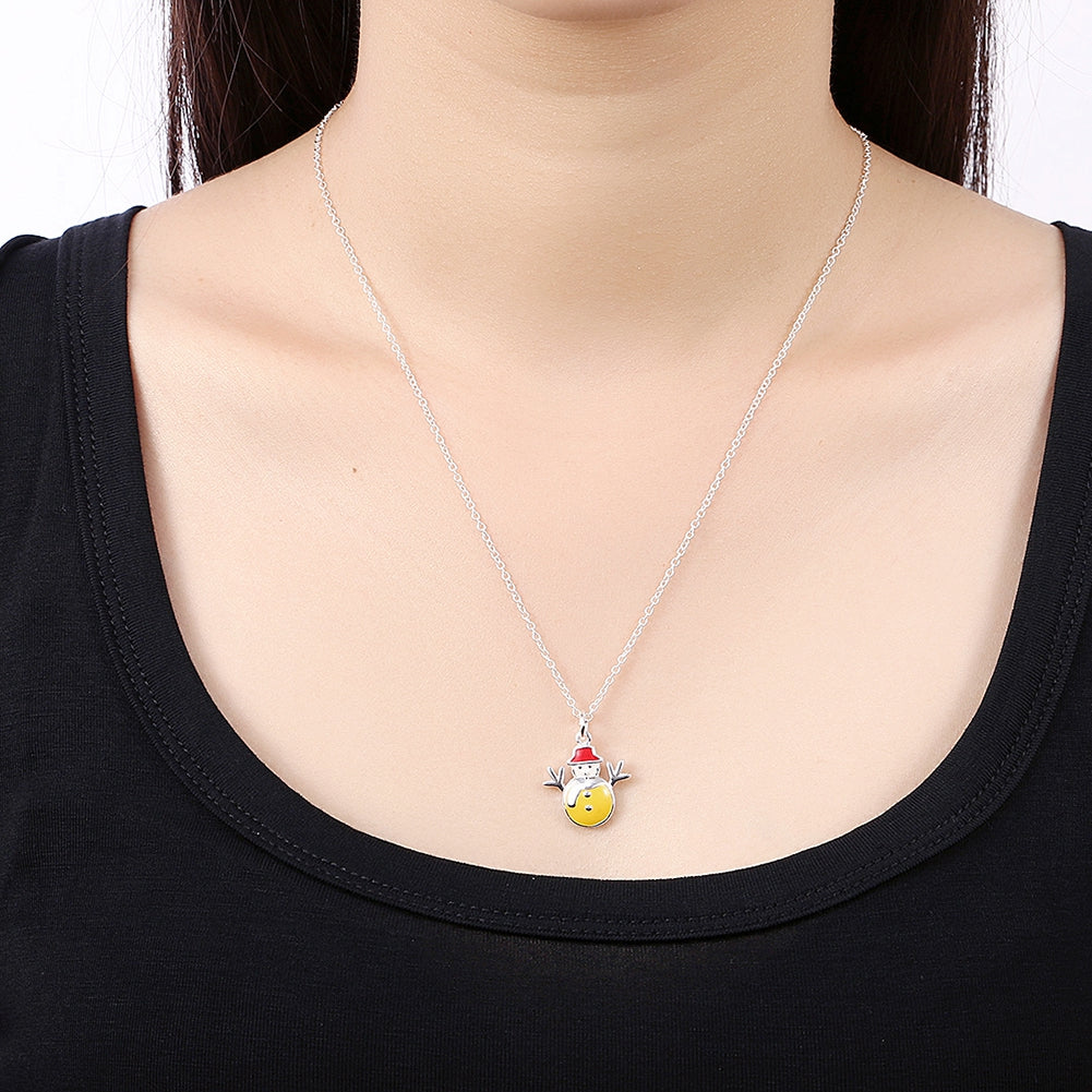 Another Silver Christmas Theme - Yellow Snowman Necklace