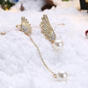 Christmas Pearl Earrings Dripping Oil White/Gold Plating