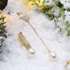 Christmas Pearl Earrings Dripping Oil White/Gold Plating