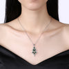 Ornaments Women Fashion Necklace Green Zircon Christmas Necklace 18 Inches
