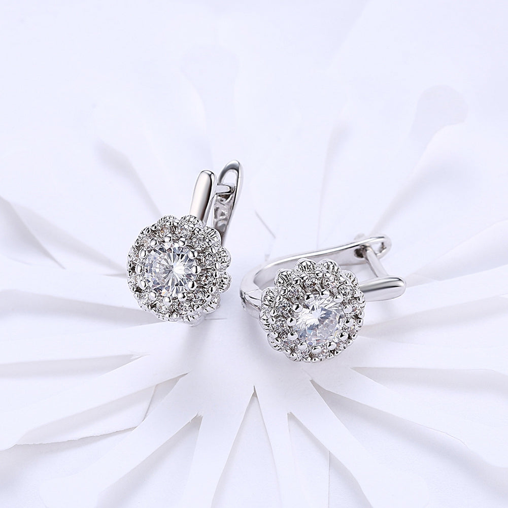 K Gold Zircon Earring Round White Diamond Romantic Wind Earring Clip