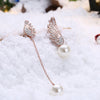 Christmas Pearl Earrings Dripping Oil White/Rose Gold Plating