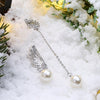 Christmas Pearl Earrings Dripping Oil White/Platinum Plating