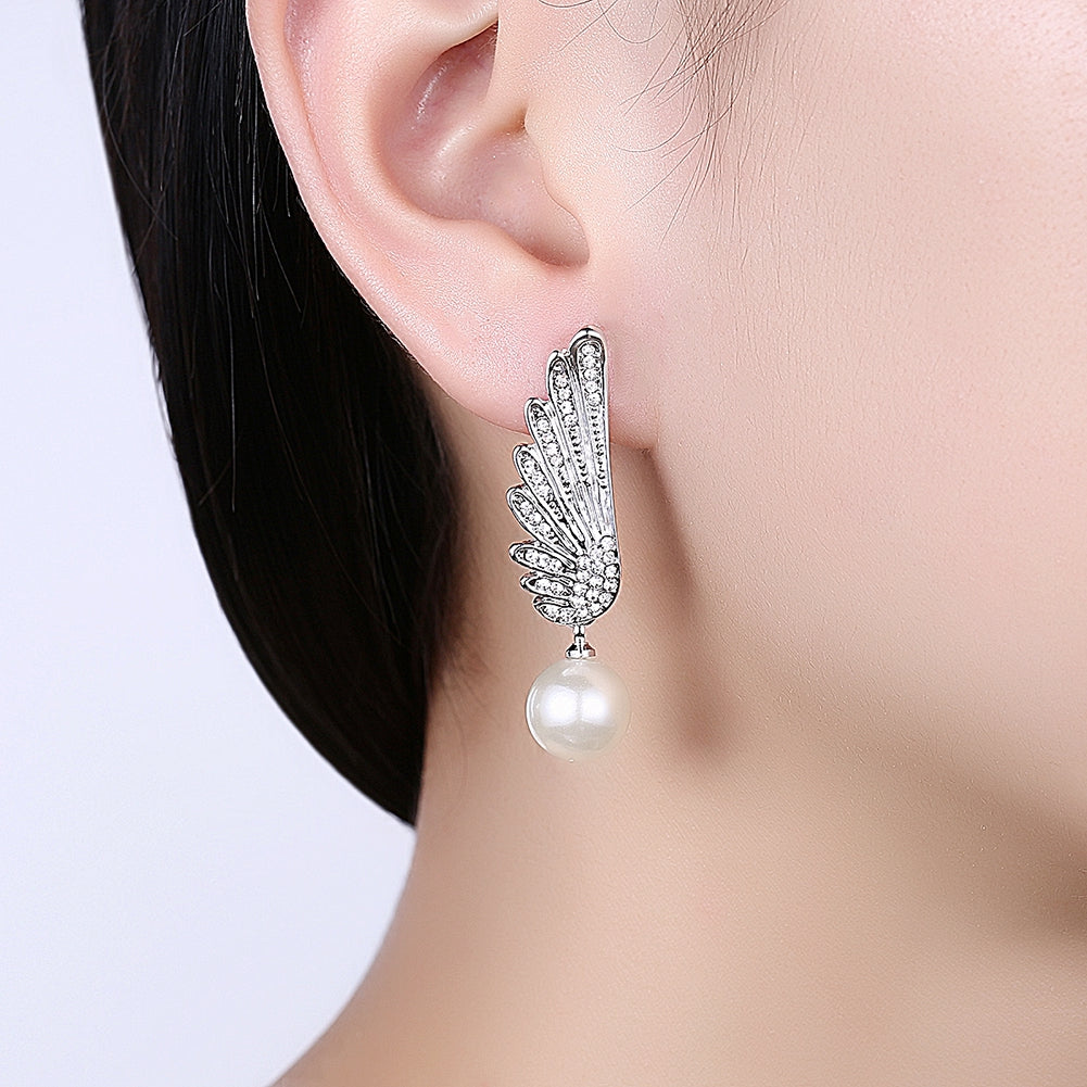 Christmas Pearl Earrings Dripping Oil White/Platinum Plating