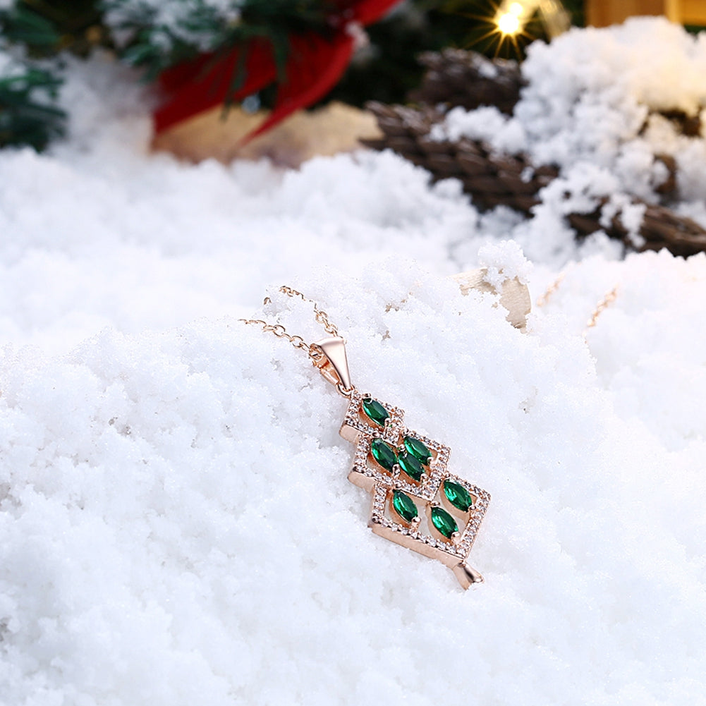 Green Zircon Necklace for Women'S Fashion At Christmas