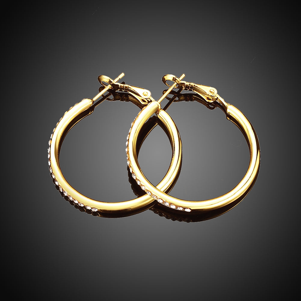 Round Czech Diamond Earrings Plated with Gold