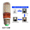 E27 E14 Corn Type 12W Three Color Switch LED Bulb