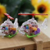 Small Plane Chain Wind-up Transparent Plastic Slide Helicopter Toy with Rotating Propeller