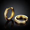 Single Row Diamond Round Gold Zircon Earrings Plated with Gold