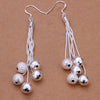 Five-Wire Sand Pearl Earrings Silver Jewelry Spherical Shape Simple Earrings