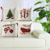 Christmas Linen Square Throw Flax Pillow Case Decorative Cushion