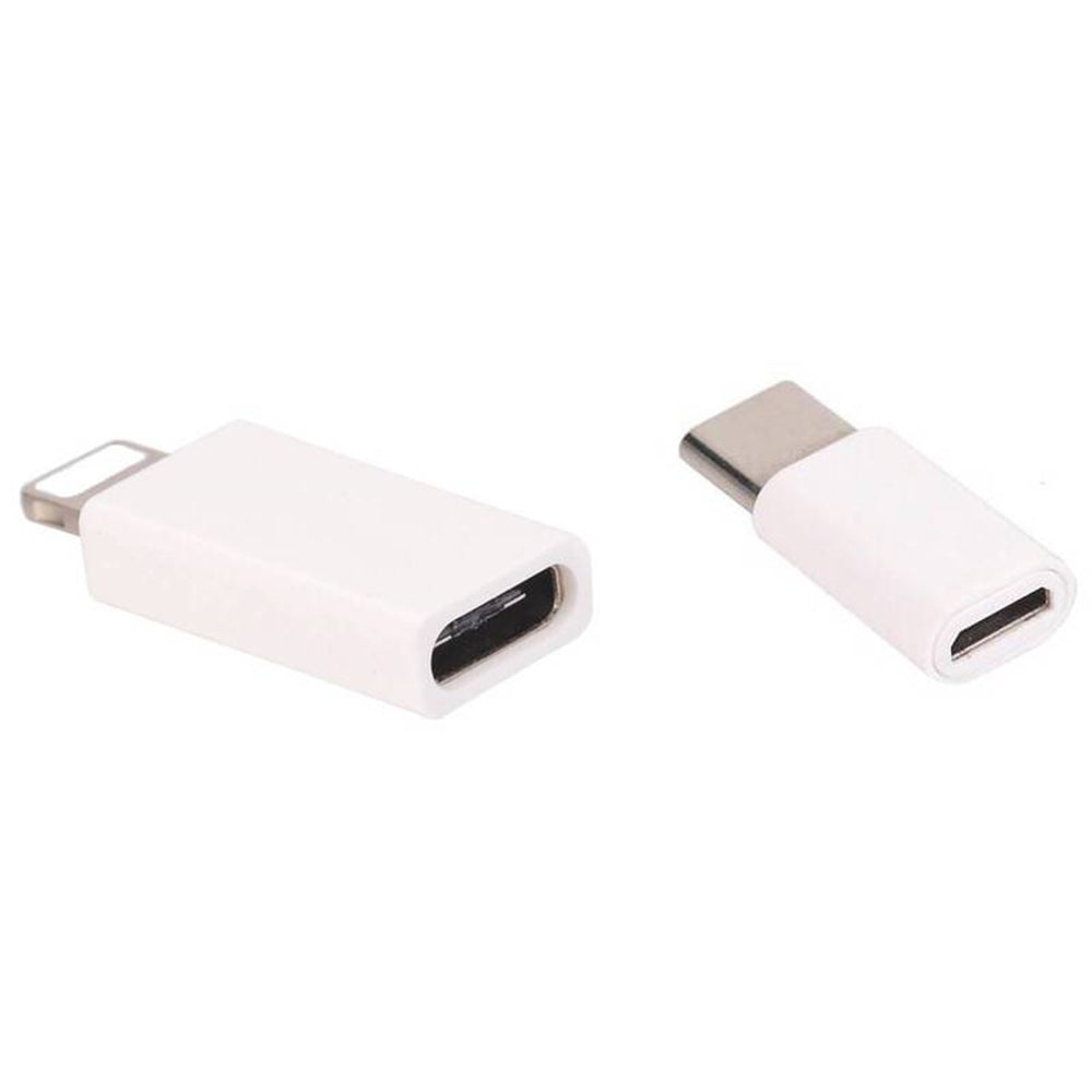 Type C Female to 8 Pin + Micro USB to USB Type C Adapter