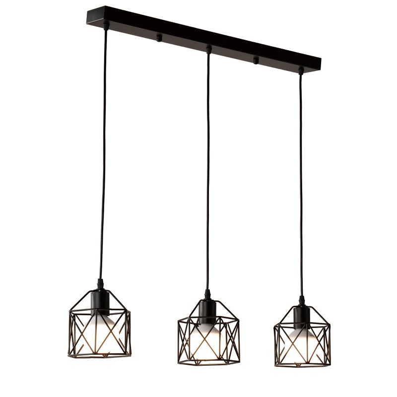 Industrial Black Pendant Lights Living Room Lamp 3-LIGHT E27