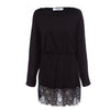 Slash Collar Long Sleeve Lace Spliced Color Block Mini Dress for Women