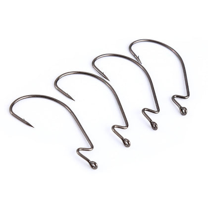 100 PCS High-carbon Steel Worm Offset Hook with Extra Wide Gap