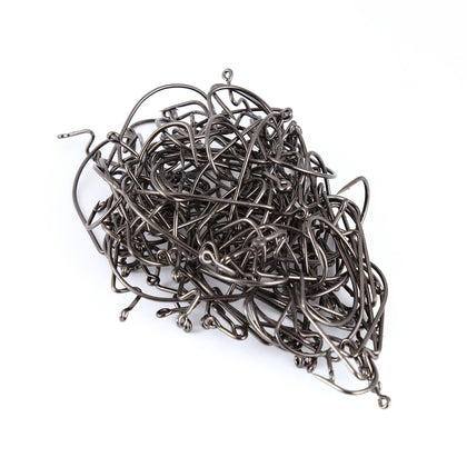 100 PCS High-carbon Steel Worm Offset Hook with Extra Wide Gap