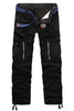Casual Loose Fit Zip Fly Multi-Pockets Solid Color Long Cargo Pants For Men