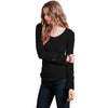 V-Neck Long Sleeve Lacework Spliced Button Design Women T-Shirt