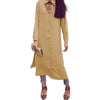 Turn Down Collar Long Sleeve Solid Color Women Shirt Dress